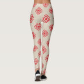 Cream Beige Red Snowflake-kerstLeggings Leggings (Achterkant)