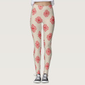 Cream Beige Red Snowflake-kerstLeggings Leggings (Voorkant)