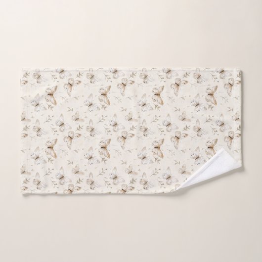 Cream Beige Sand Butterflies Bad Handdoek (Handdoek)