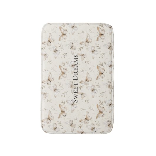 Cream Beige Sand Butterflies Badmat (Voorkant Verticaal)