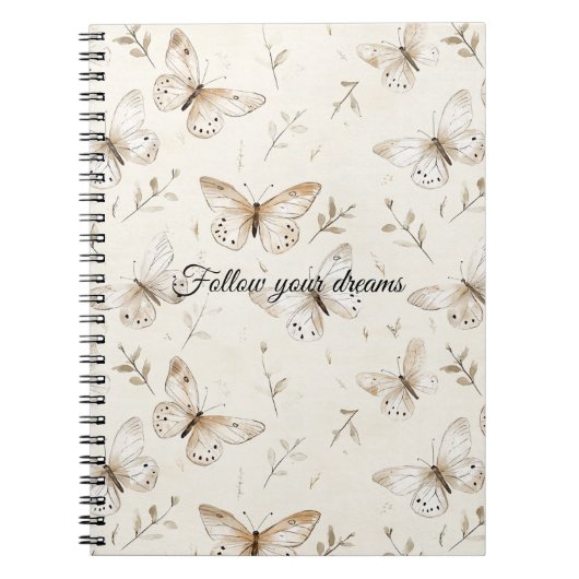 Cream Beige Sand Butterflies Notitieboek (Voorkant)