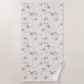 Cream Beige Sand Butterflies Strandlaken (Voorkant)