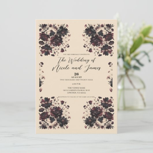 Cream Beige Shabby Chic Moody Floral Kaart (Staand voorkant)