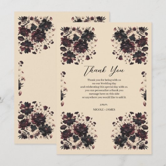 Cream Beige Shabby Chic Moody Floral Kaart (Voorkant / Achterkant)