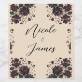 Cream Beige  Shabby Chic Moody Floral Wijn Etiket (Enkel label)