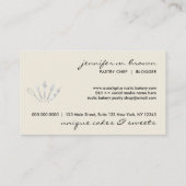 Cream Beige Silver Pastry Chef Home Bakery Visitekaartje (Achterkant)