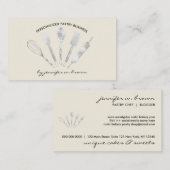 Cream Beige Silver Pastry Chef Home Bakery Visitekaartje (Voorkant / Achterkant)