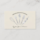 Cream Beige Silver Pastry Chef Home Bakery Visitekaartje (Voorkant)