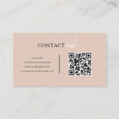 Cream Beige Typografie Script QR Code Visitekaartje (Achterkant)