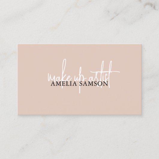 Cream Beige Typografie Script QR Code Visitekaartje (Voorkant)