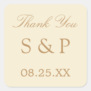 Cream Beige Wedding Favor Dank u Sticker