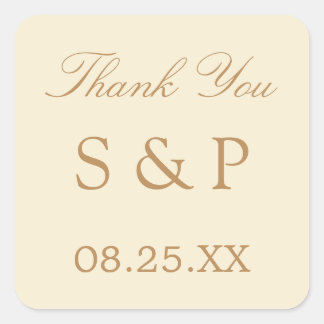 Cream Beige Wedding Favor Dank u Sticker