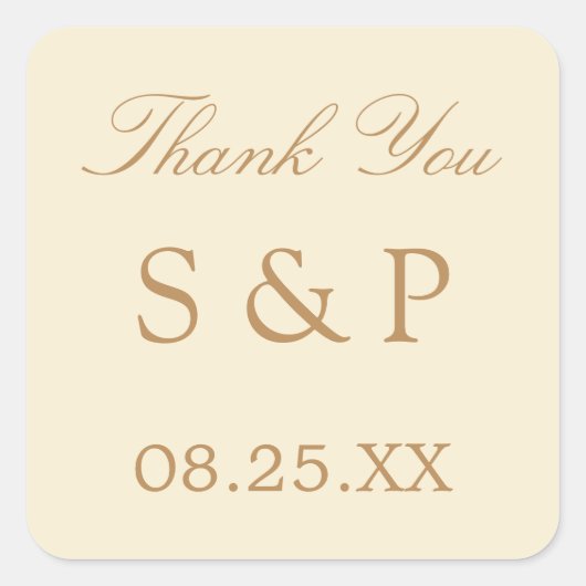 Cream Beige Wedding Favor Dank u Sticker (Voorkant)