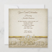 Cream Beige White Gold Elegant geboortedag Kaart (Achterkant)