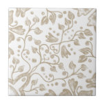 Cream Beige White  Originele Waterverf Tegeltje<br><div class="desc">Prachtige,  hoogwaardige originele waterverf  botanische patroonkeramische tegel,  roombeige kleur op een witte achtergrond. Ideaal voor een modern of traditioneel interieurontwerp,  voor een stijlvolle keukenbacksplash,  badkamer of wanddecoratie.</div>