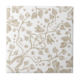 Cream Beige White  Originele Waterverf Tegeltje