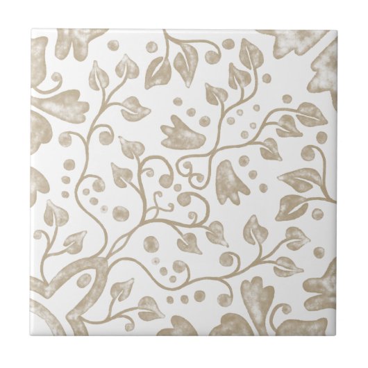 Cream Beige White Originele Waterverf Tegeltje (Voorkant)