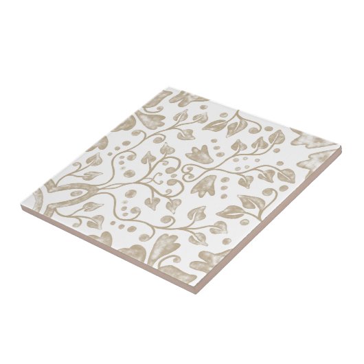 Cream Beige White Originele Waterverf Tegeltje (Zijkant)