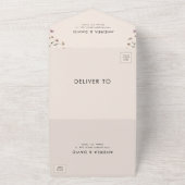 Cream Beige Wildbloemen Kunstfoto QR Code Weddensc All In One Uitnodiging (Buitenkant)