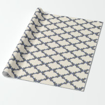 Cream bird and flower trellis wrapping paper