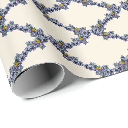 Cream bird and flower trellis wrapping paper cadeaupapier (Rol Hoek)