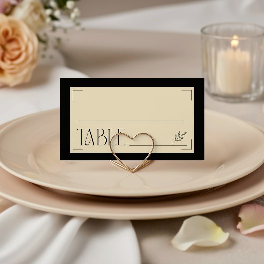 Cream Black Art Deco Sophisticated Botanical  Plaatskaartje