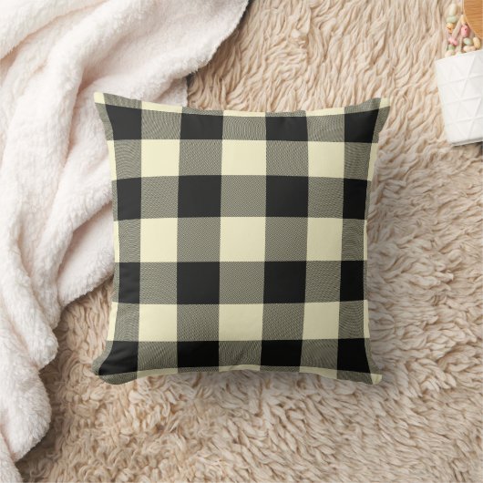 Cream Black Buffalo Pset Twill Cushion Kussen (Deken)