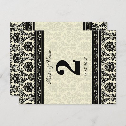 Cream & Black Damask Briefkaart (Voorkant / Achterkant)