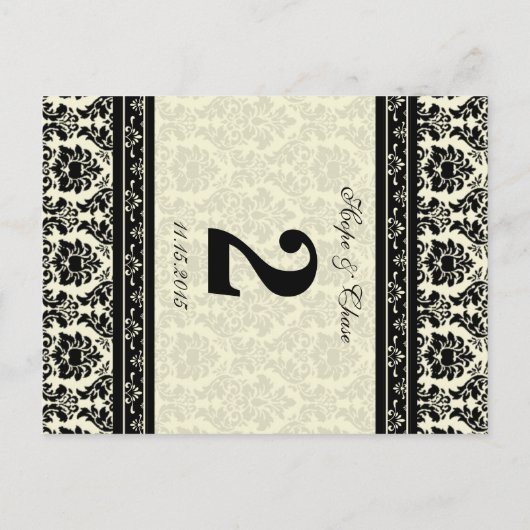 Cream & Black Damask Briefkaart (Achterkant)