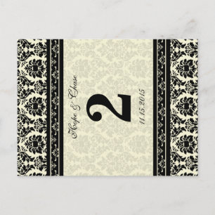 Cream & Black Damask Briefkaart