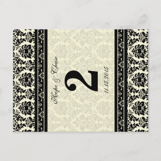 Cream & Black Damask Briefkaart (Voorkant)
