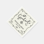 Cream Black Hand Drawn Doodles Graduation Retro Servet (Hoek)
