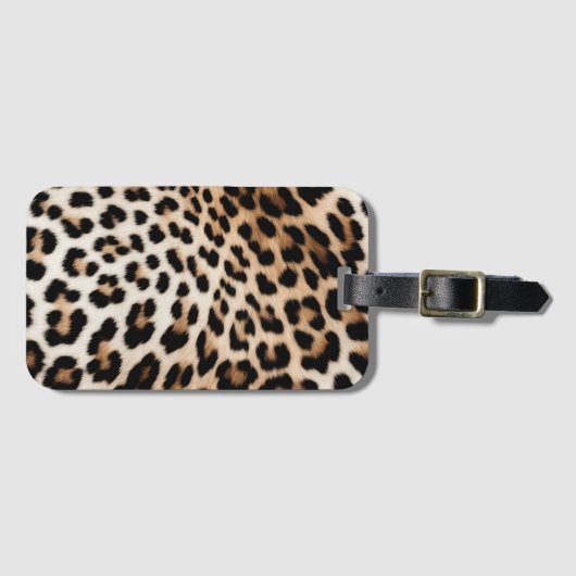 Cream Black Leopard-afdrukken Bagagelabel (Voorkant (horizontaal))
