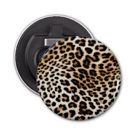 Cream Black Leopard-afdrukken Button Flesopener