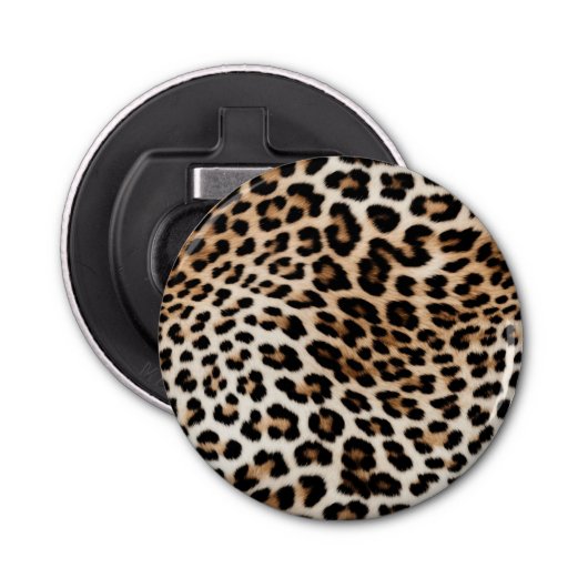 Cream Black Leopard-afdrukken Button Flesopener (Voorkant)