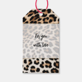 Cream Black Leopard-afdrukken Cadeaulabel
