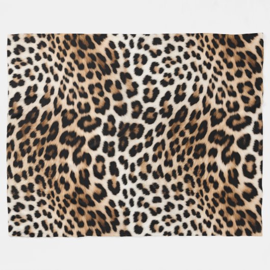 Cream Black Leopard-afdrukken Fleece Deken (Voorkant (Horizontaal))