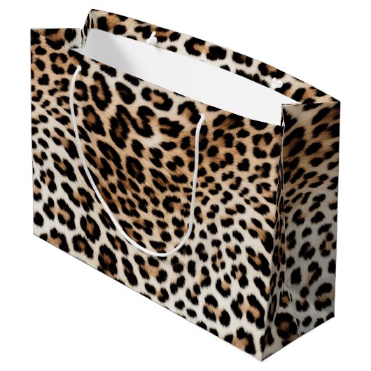 Cream Black Leopard-afdrukken Groot Cadeauzakje (Achterkant Gekanteld)