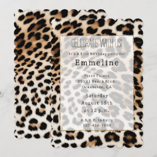 Cream Black Leopard-afdrukken Kaart