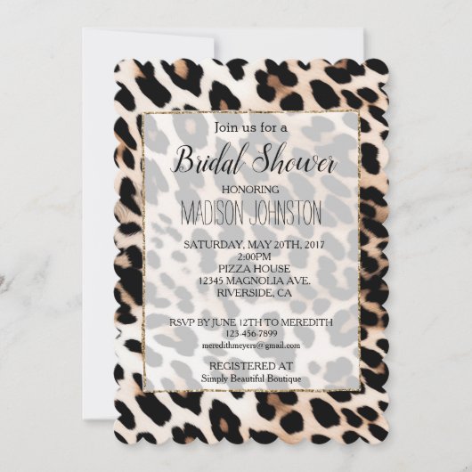 Cream Black Leopard-afdrukken Kaart (Voorkant)