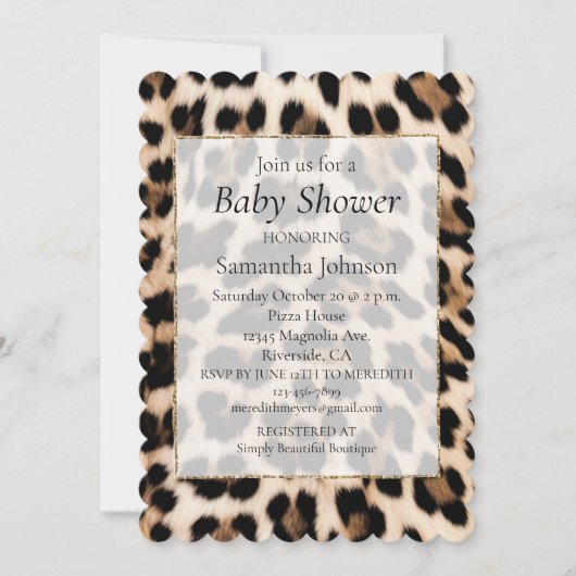 Cream Black Leopard-afdrukken Kaart (Voorkant)
