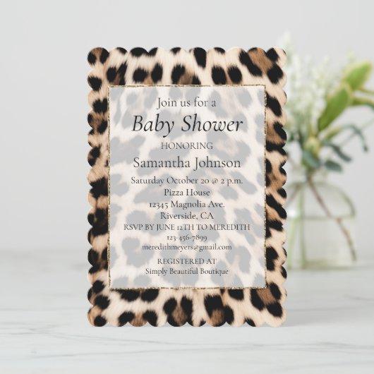 Cream Black Leopard-afdrukken Kaart (Staand voorkant)