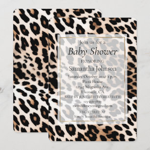 Cream Black Leopard-afdrukken Kaart