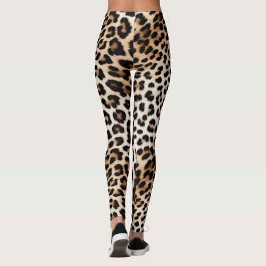 Cream Black Leopard-afdrukken Leggings (Achterkant)