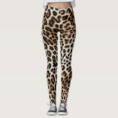 Cream Black Leopard-afdrukken Leggings (Voorkant)