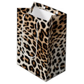 Cream Black Leopard-afdrukken Medium Cadeauzakje (Voorkant Gekanteld)