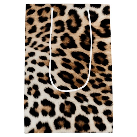Cream Black Leopard-afdrukken Medium Cadeauzakje (Achterkant)
