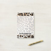 Cream Black Leopard-afdrukken Post-it® Notes (Op bureau)