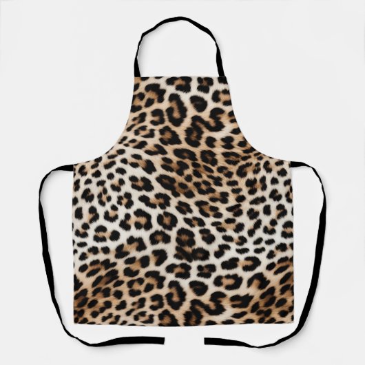 Cream Black Leopard-afdrukken Schort (Voorkant)