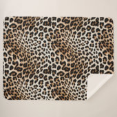 Cream Black Leopard-afdrukken Sherpa Deken (Voorkant (horizontaal))
